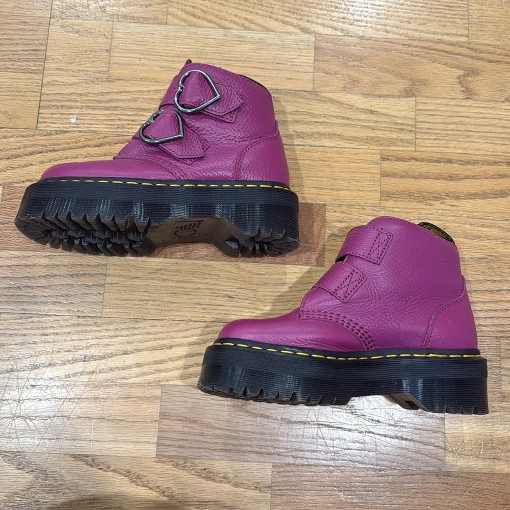 Dr. Martens Devon Heart Leather Platform Boots - Picture 8 of 11